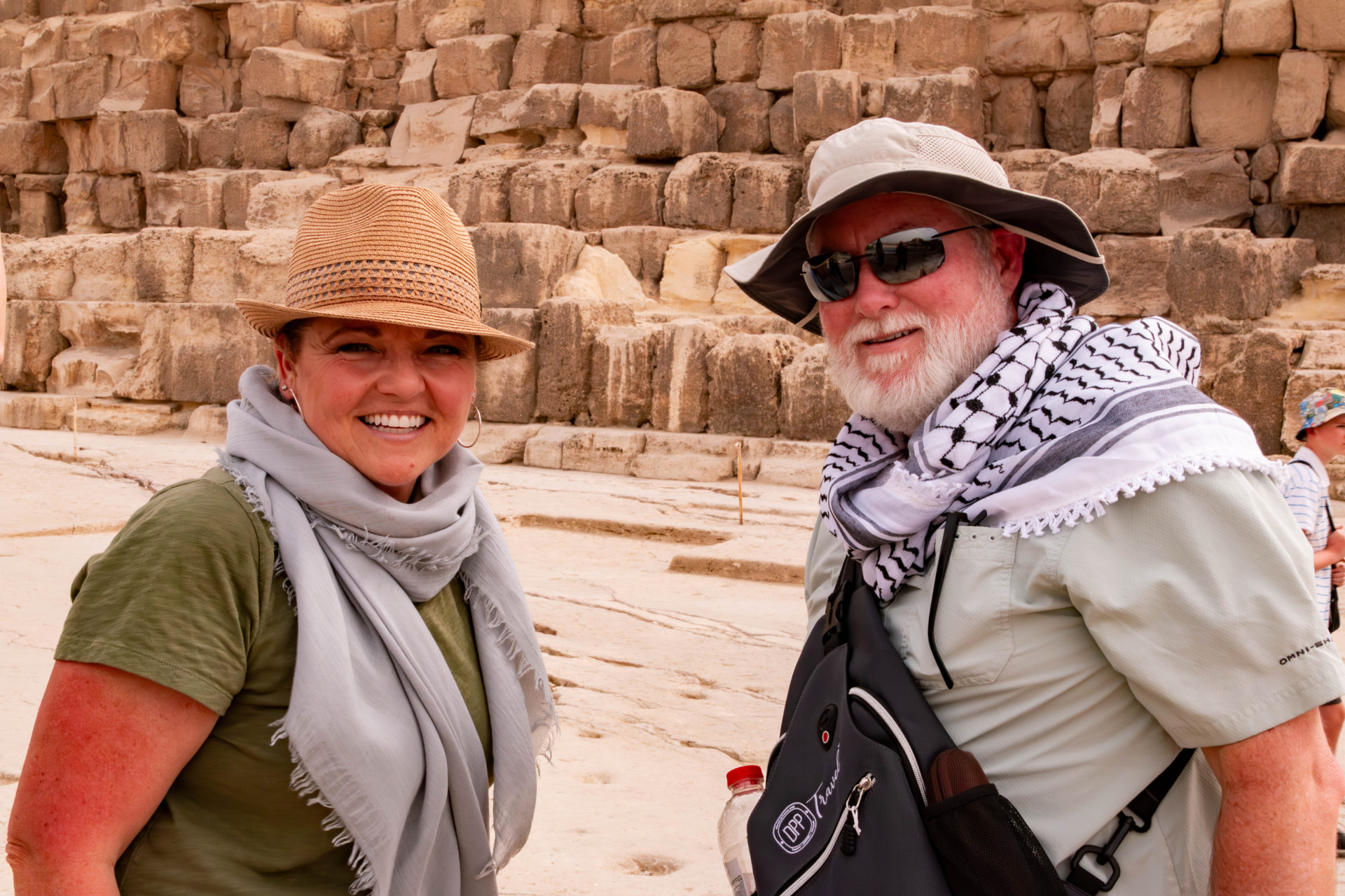 Tiffany Watt at the base of the pyramids at Giza, Egypt