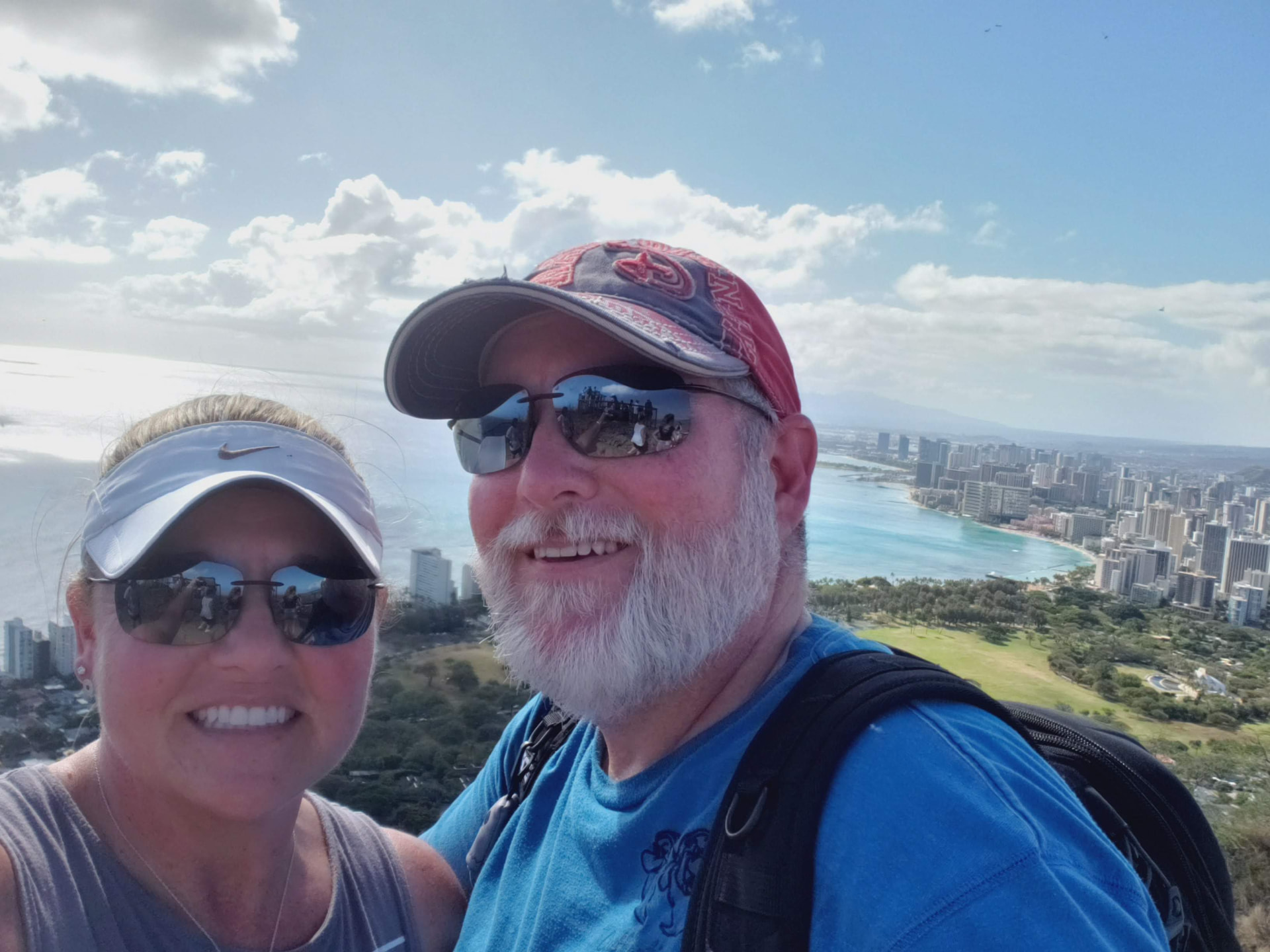 Tiffany Watt at the summit of Diamond Head above Waikiki on Oahu