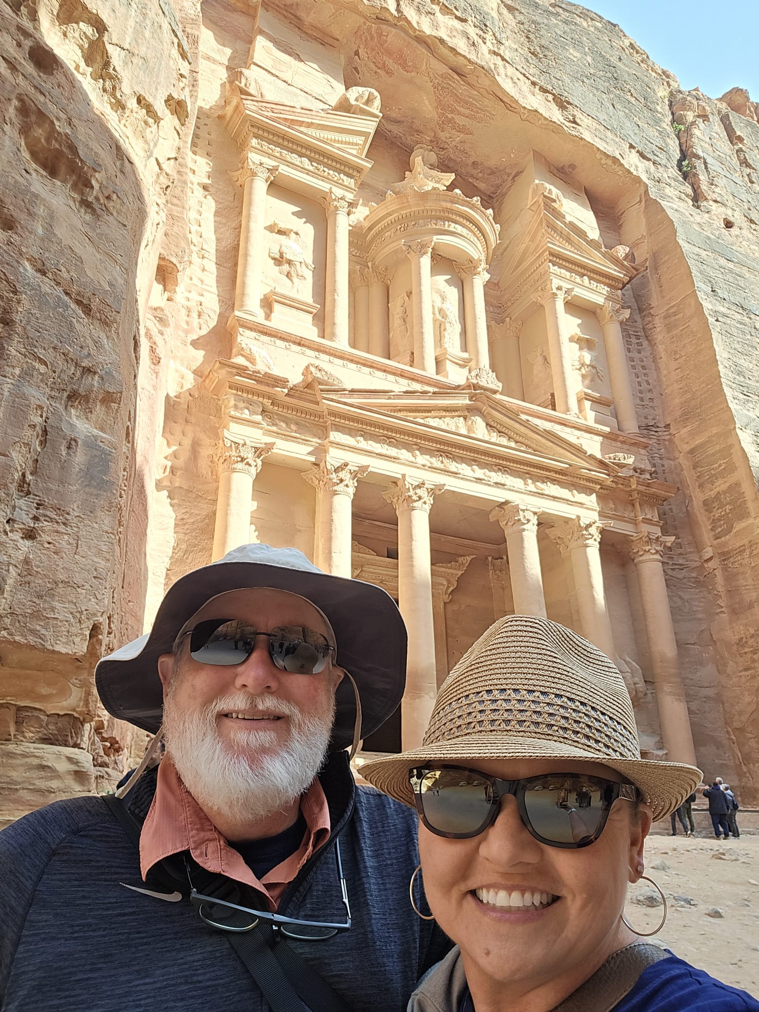Tiffany Watt in front of the Treasury at Petra, Jordan